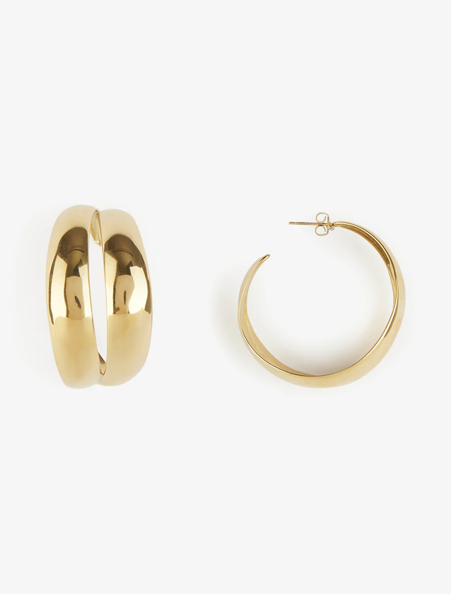 Grote creolen met dubbele ringen - Goud - Image 2