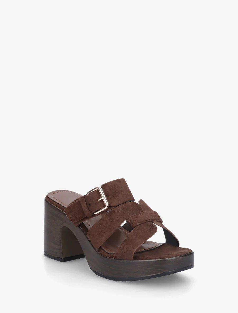 Hakkenmuiltjes met houtlook en gesp - Bruin - Image 2