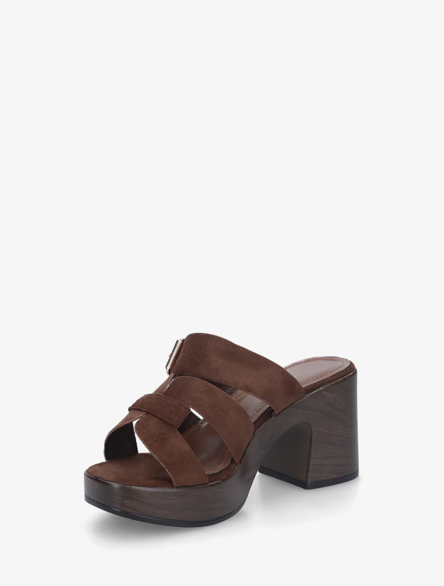 Hakkenmuiltjes met houtlook en gesp - Bruin - Image 3