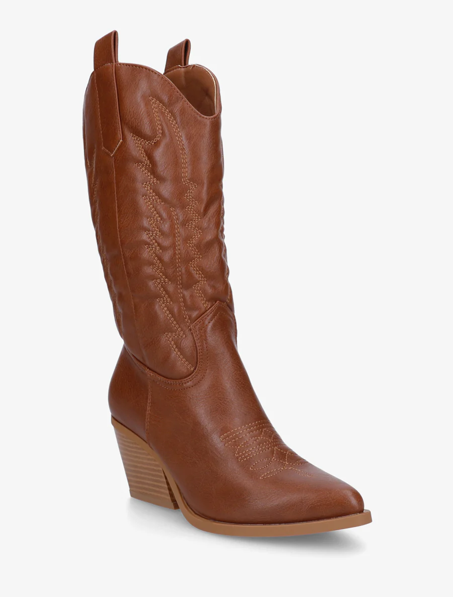 Halfhoge cowboylaarzen van imitatieleer - Kameel - Image 2