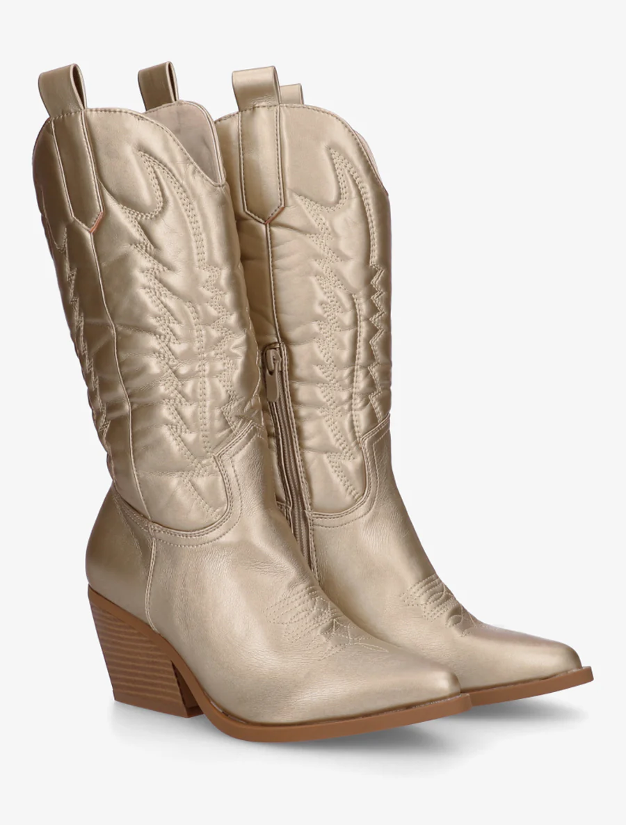 Halfhoge cowboylaarzen van imitatieleer - Goud - Image 4