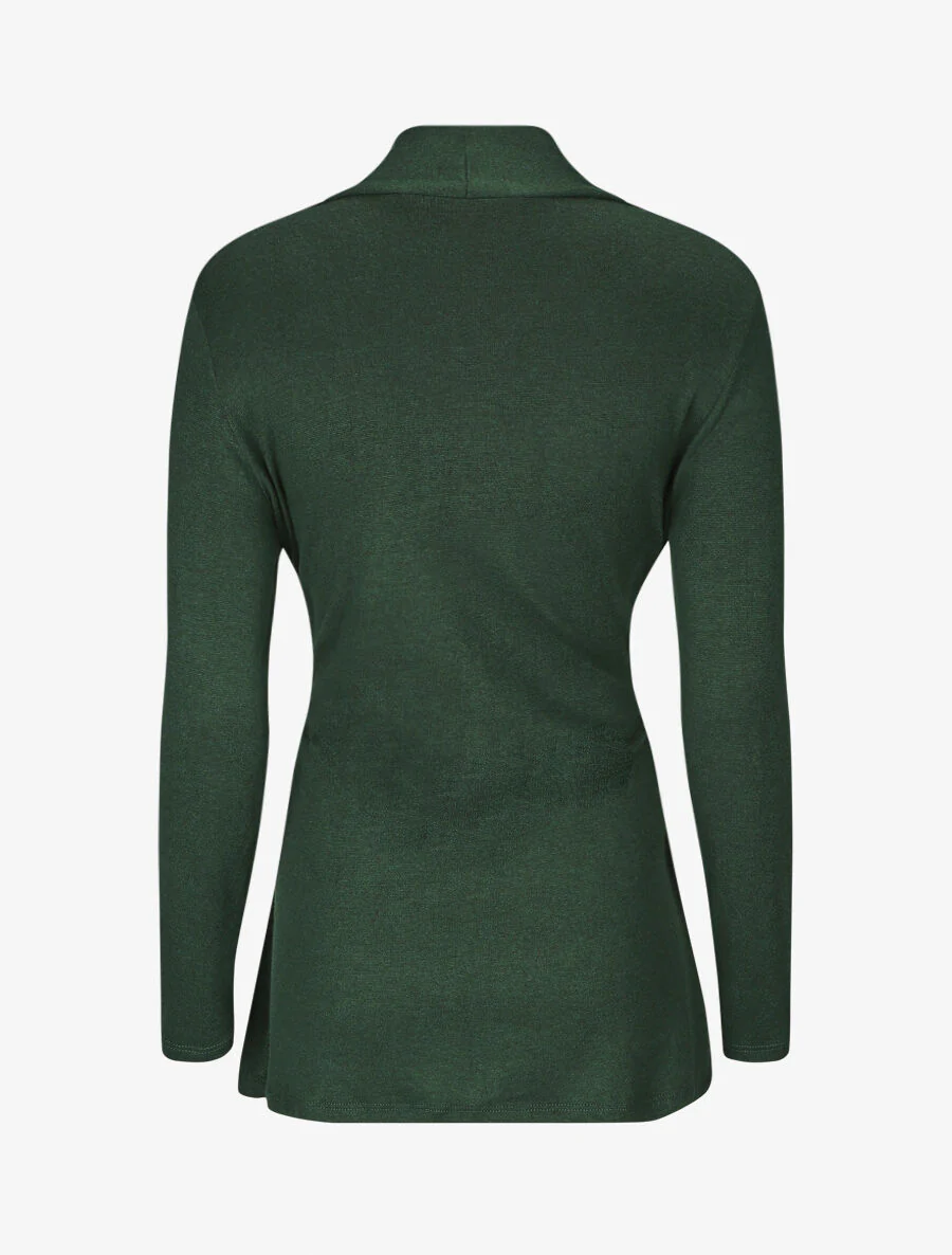 Halflang effen vest met riem - groen - Image 2