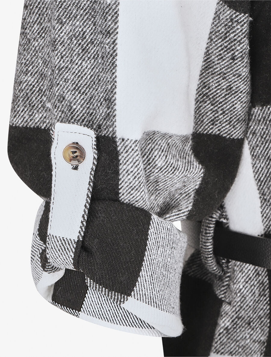 Halflang geruit overshirt - Zwart - Image 3