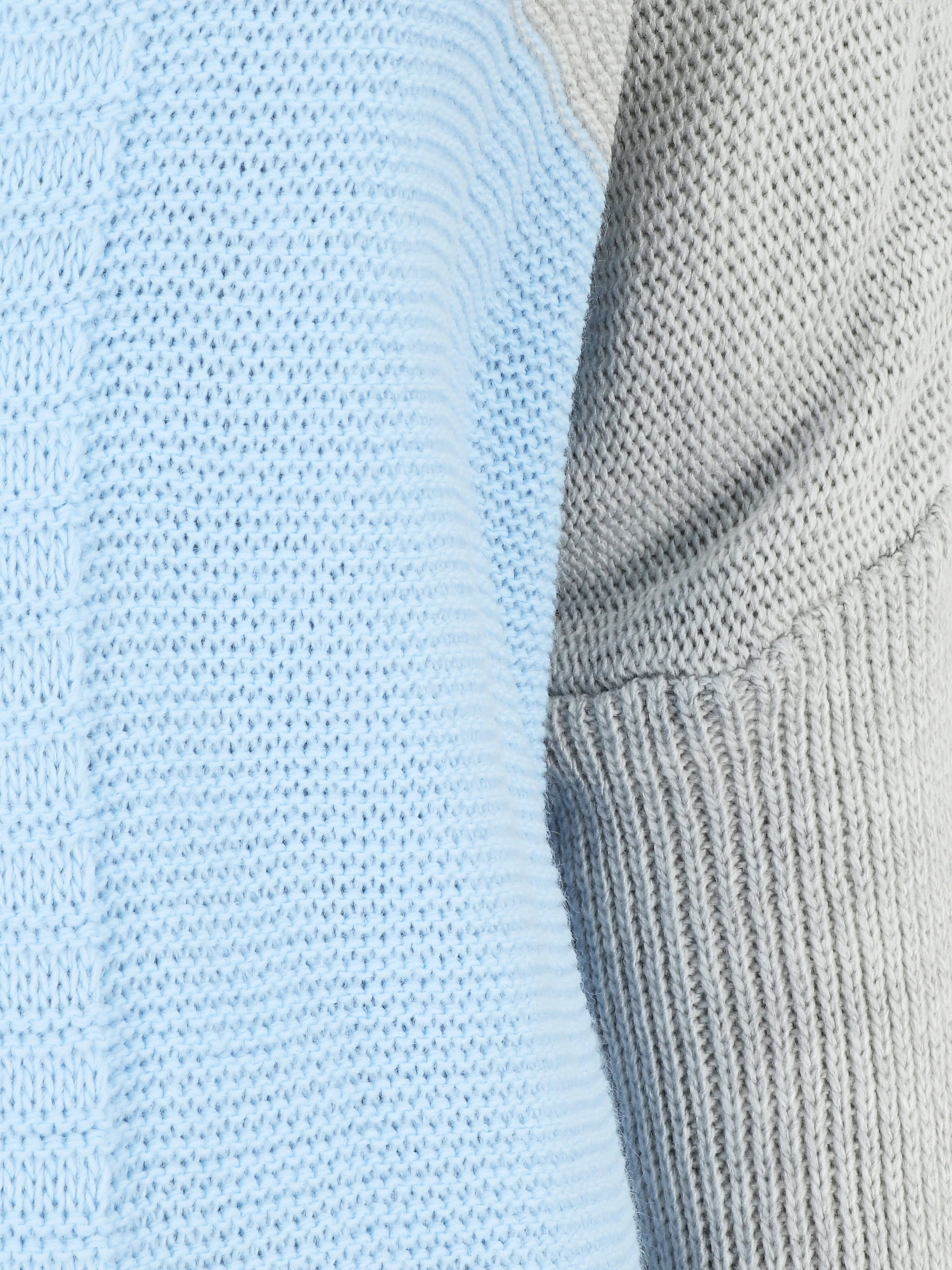 Halflang gestreept vest met capuchon - Hemelsblauw/grijs - Image 3