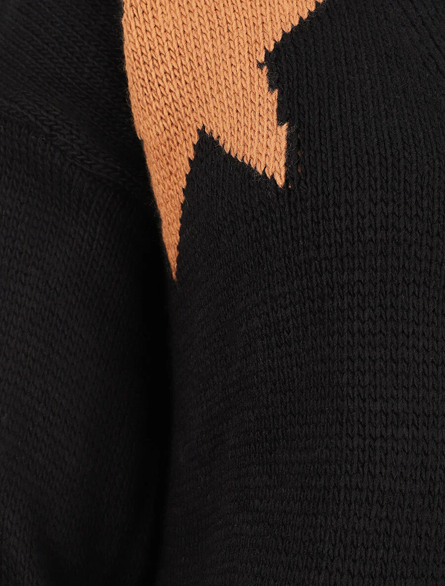 Halflang open vest met sterrenprint - zwart - Image 3