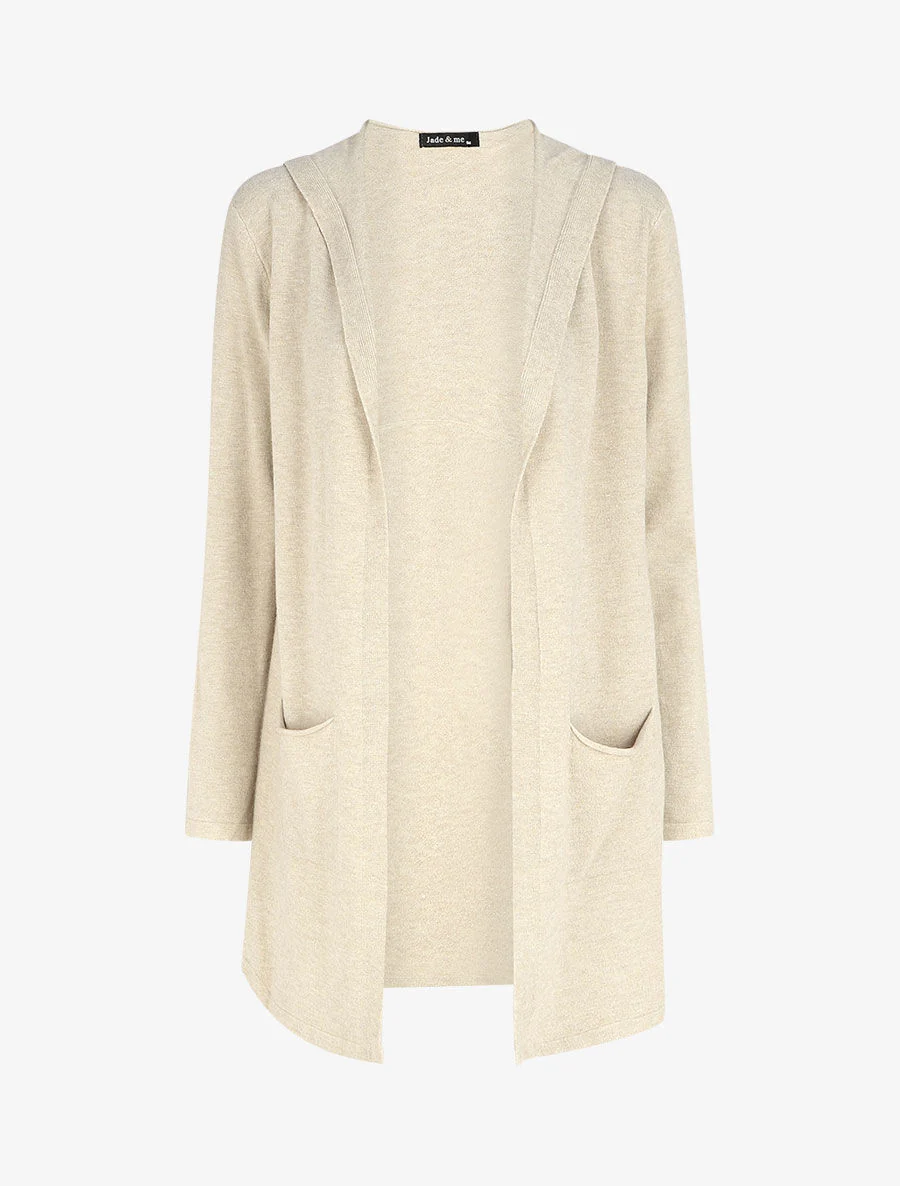 Halflang vest met capuchon - Beige