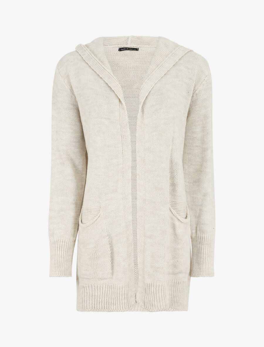 Halflang vest met capuchon - Beige
