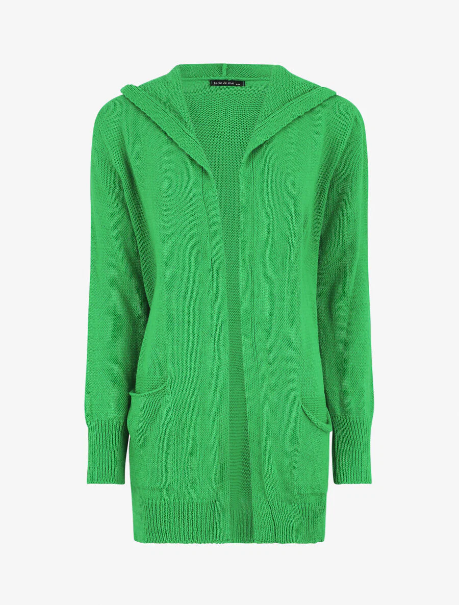 Halflang vest met capuchon - groen