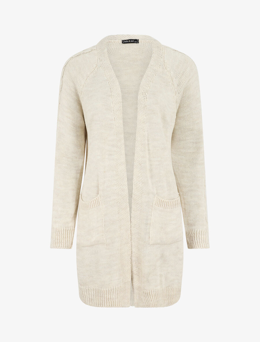 Halflang vest met opgestikte zakken - Beige