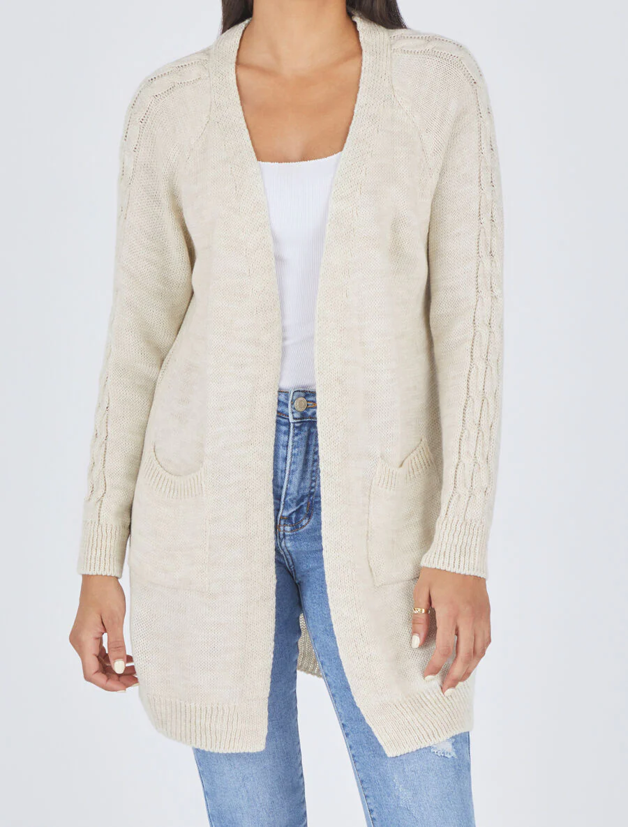 Halflang vest met opgestikte zakken - Beige - Image 4
