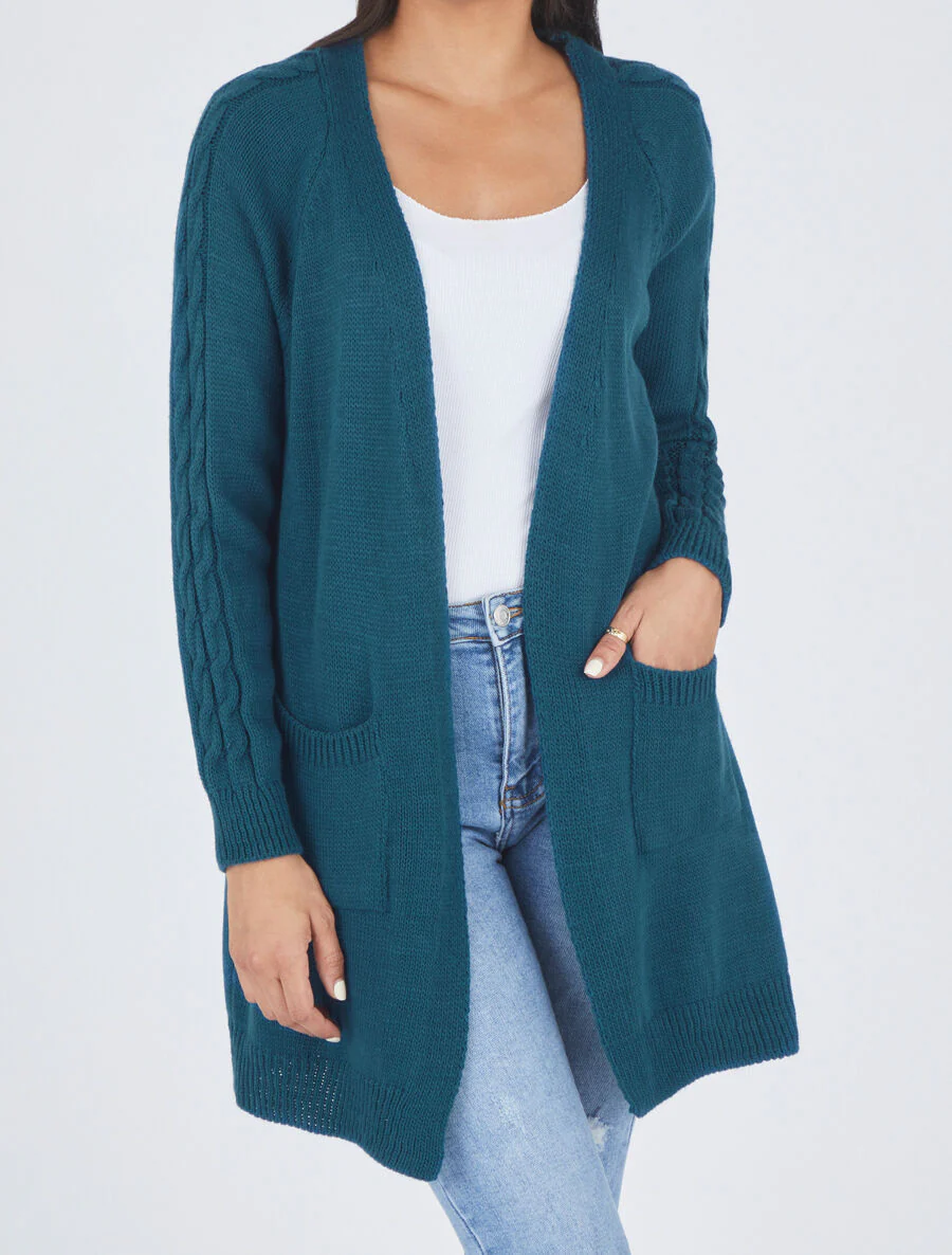 Halflang vest met opgestikte zakken - Blauwgroen - Image 4