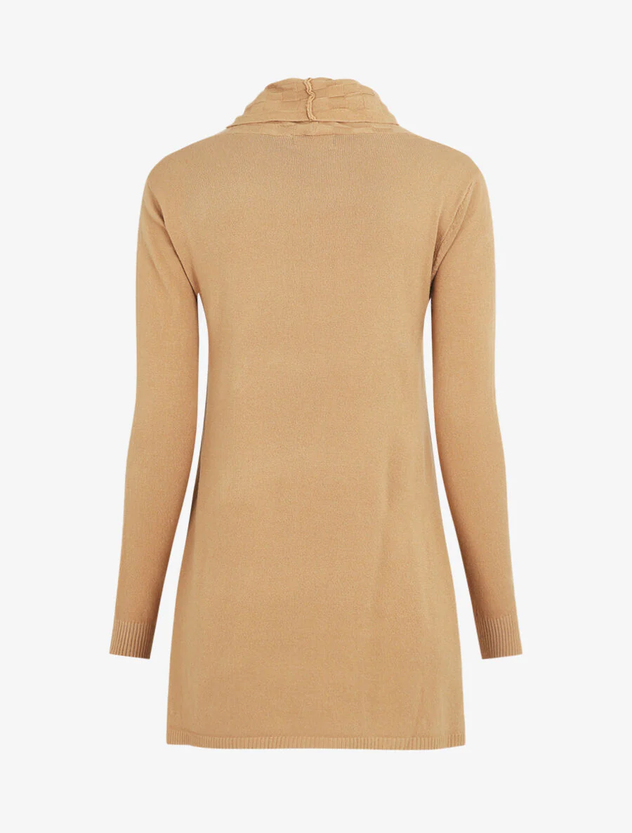 Halflang vest met sjaalkraag - Beige - Image 2