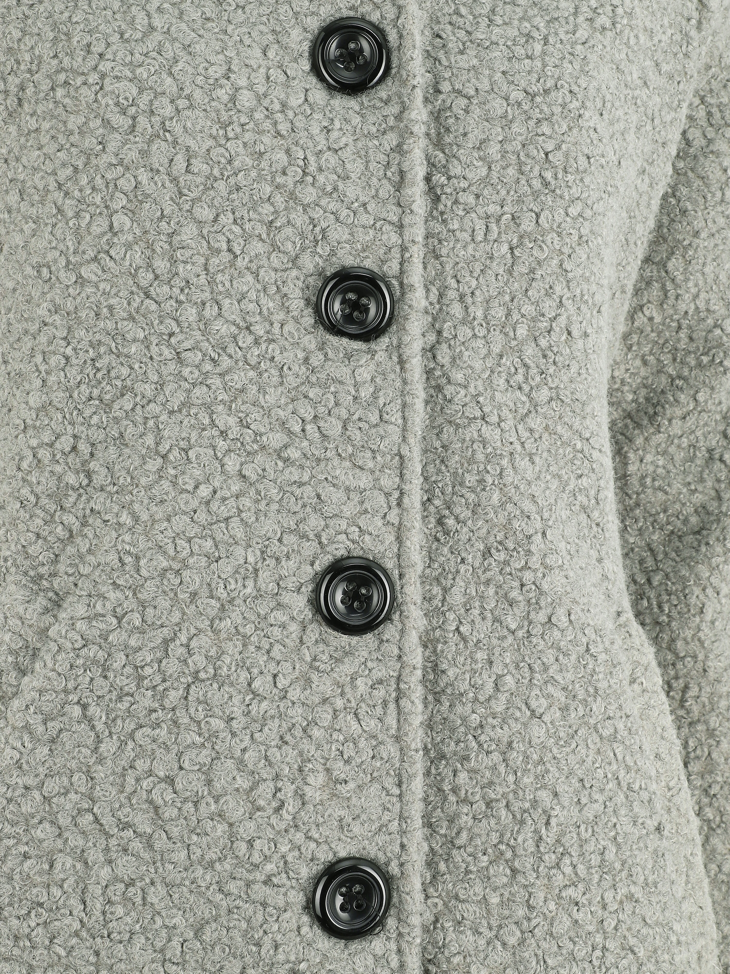 Halflange bouclé jas met capuchon - grijs - Image 3