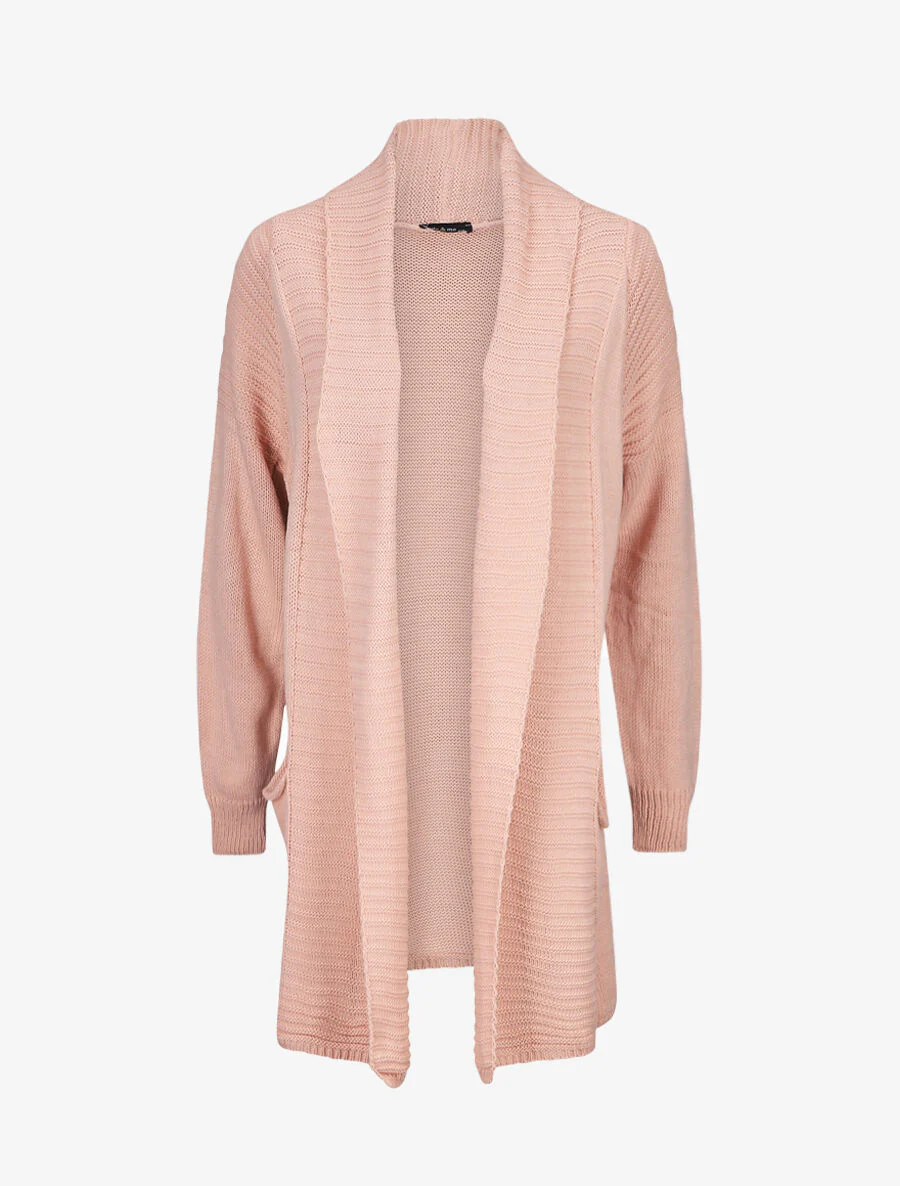 Halflange colshawlvest - Roze