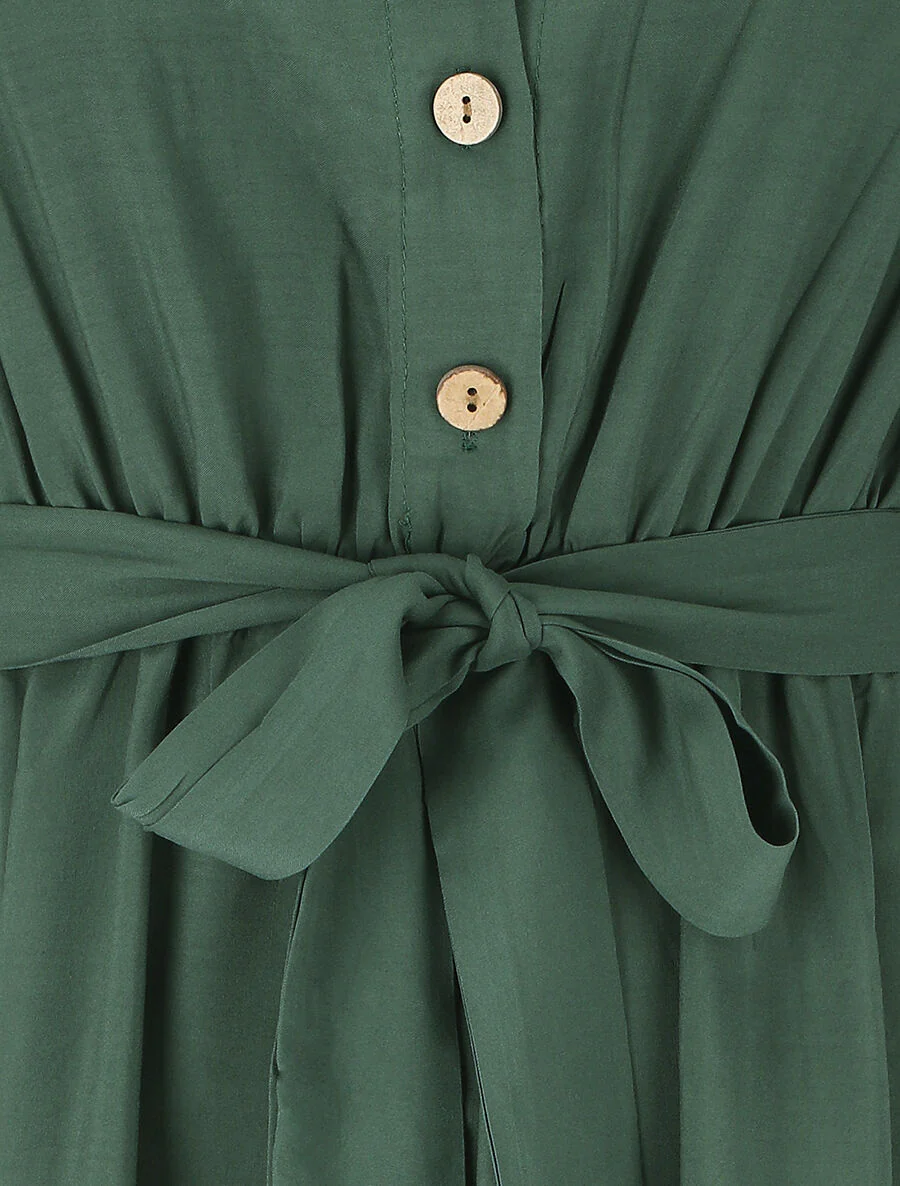 Halflange. effen jurk - dennengroen - Image 3