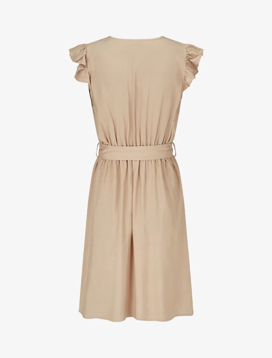 Halflange. effen jurk - Beige - Image 2