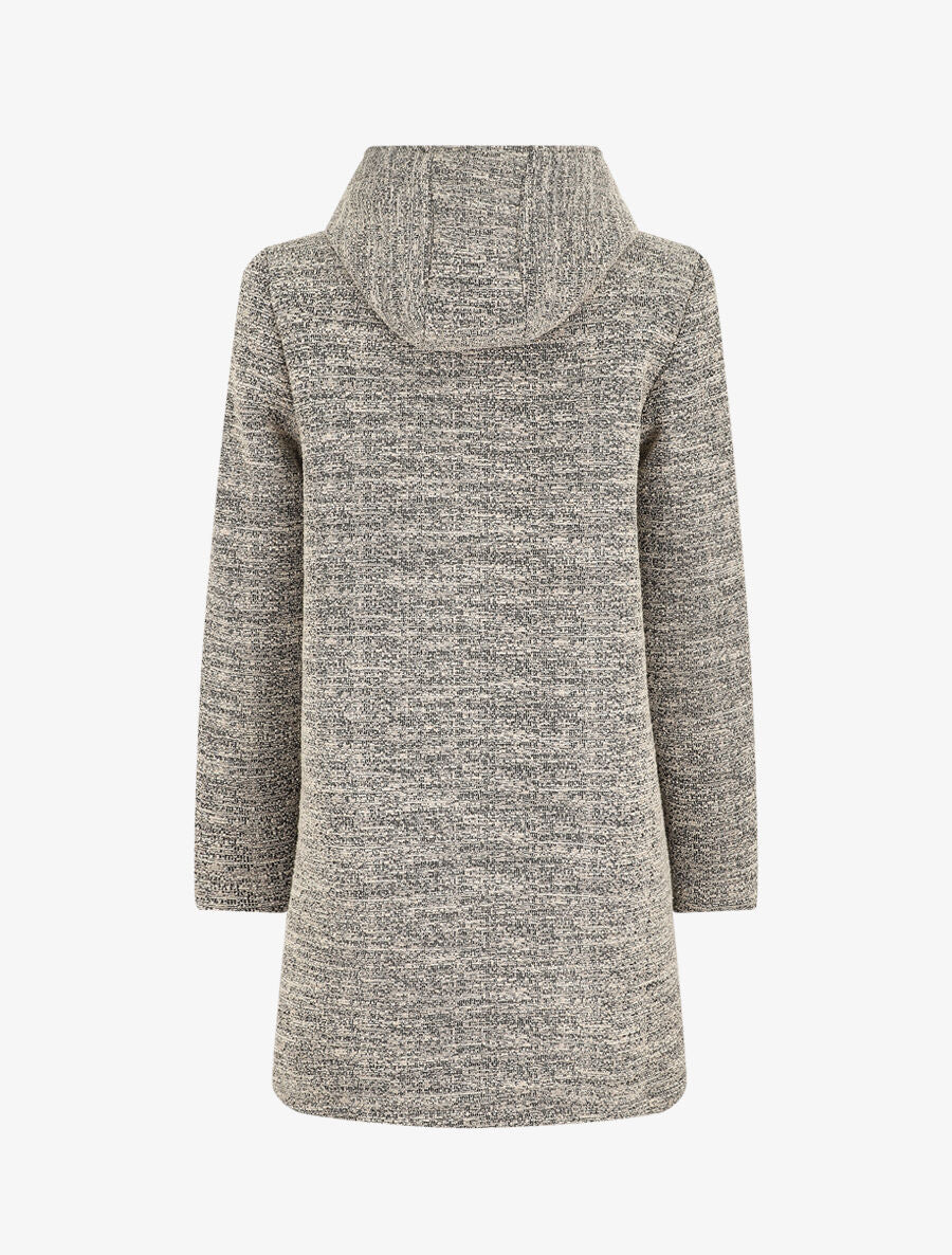 Halflange gemĂȘleerde jas met capuchon - beige - Image 2
