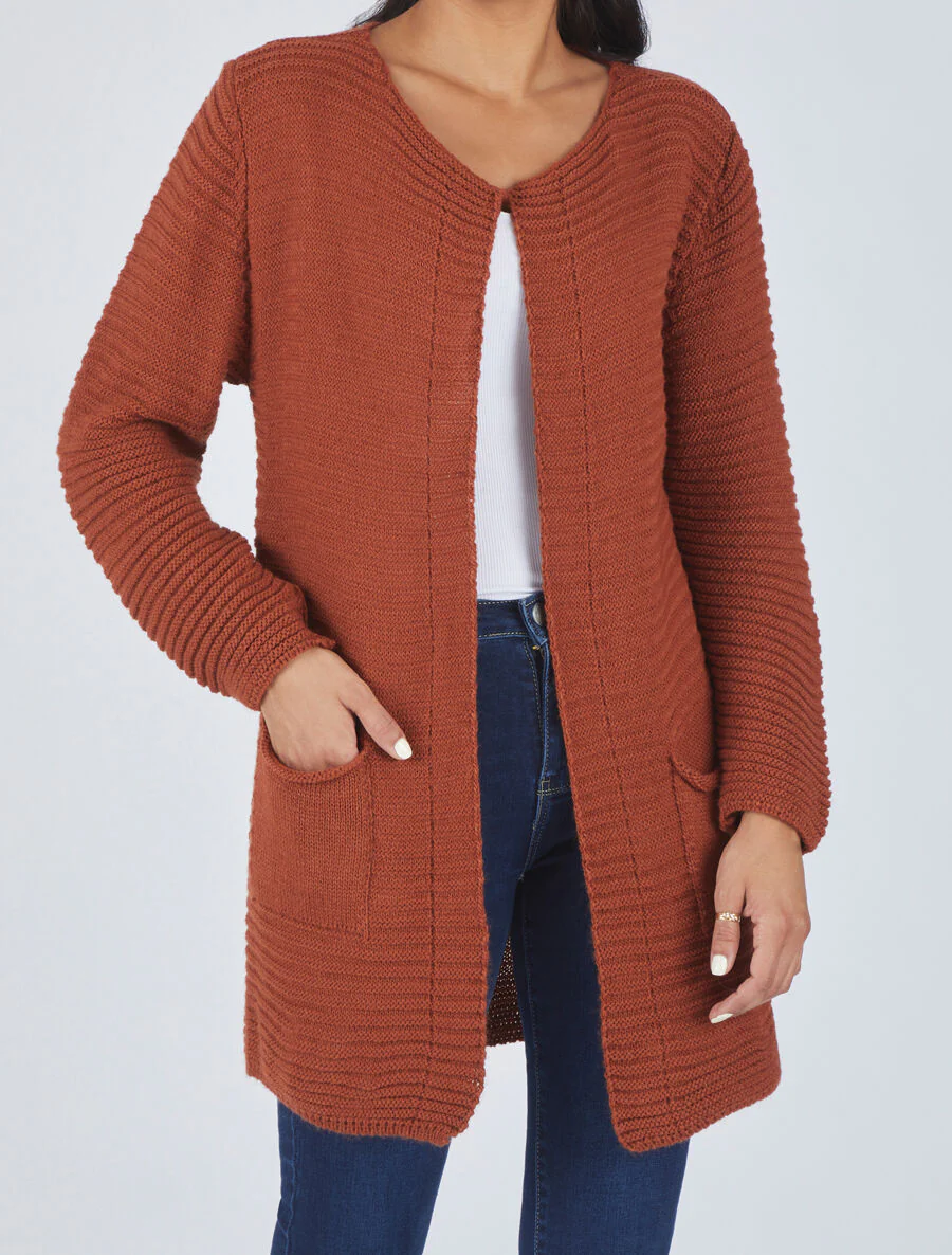 Halflange geribbelde vest - Roest - Image 4