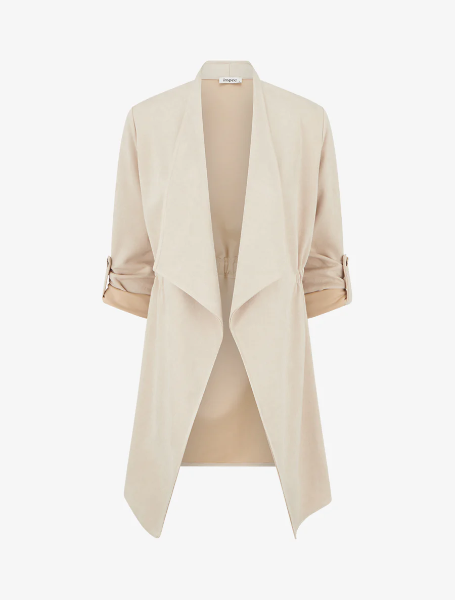 Halflange jas in suèdine - Beige