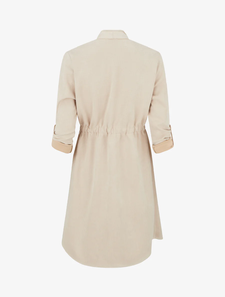 Halflange jas in suèdine - Beige - Image 2