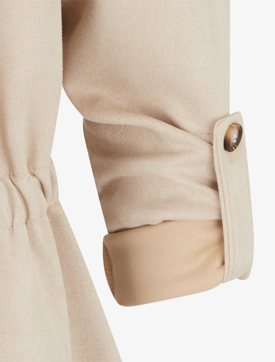 Halflange jas in suèdine - Beige - Image 3