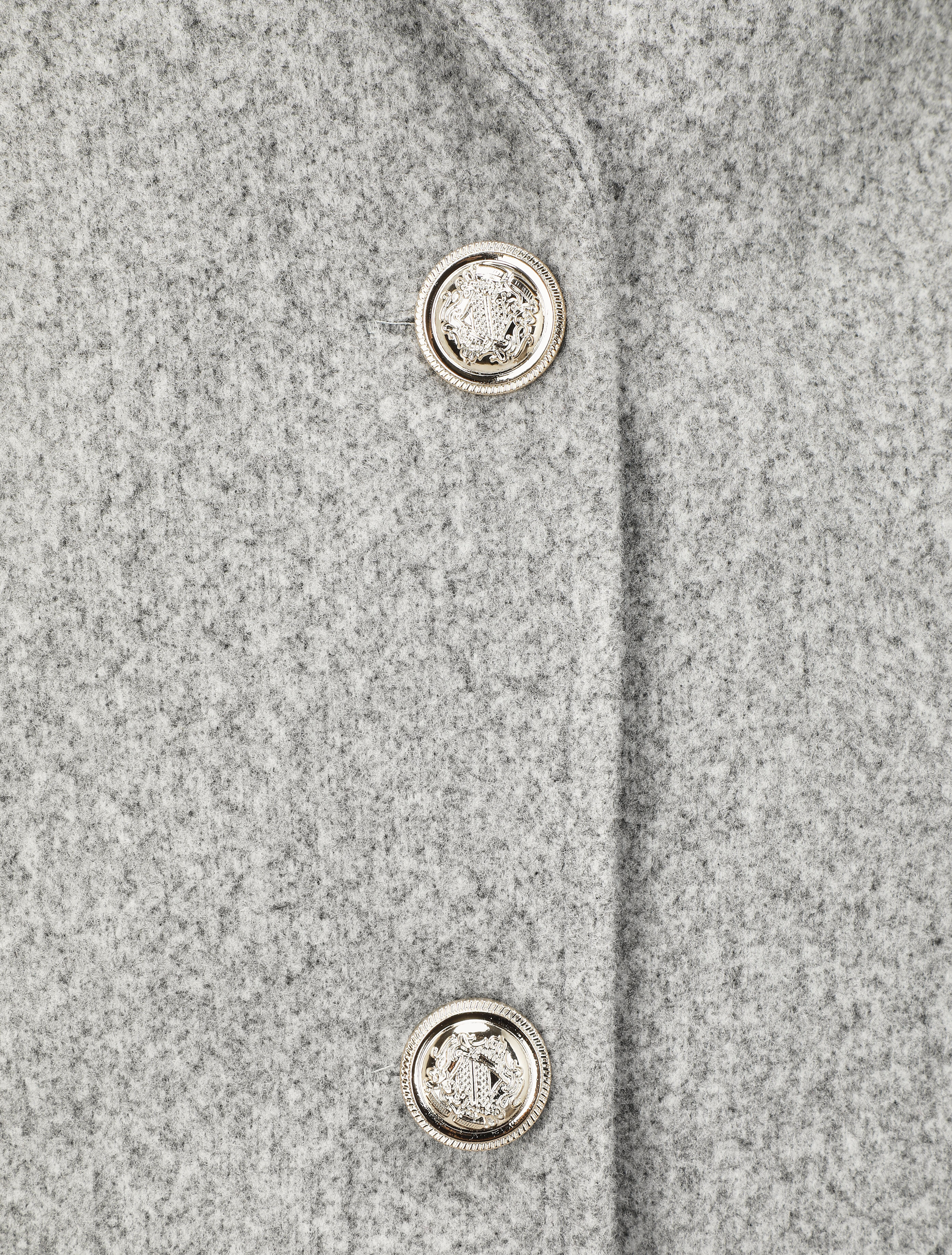 Halflange jas met knopen en notch-revers - Grijs - Image 3