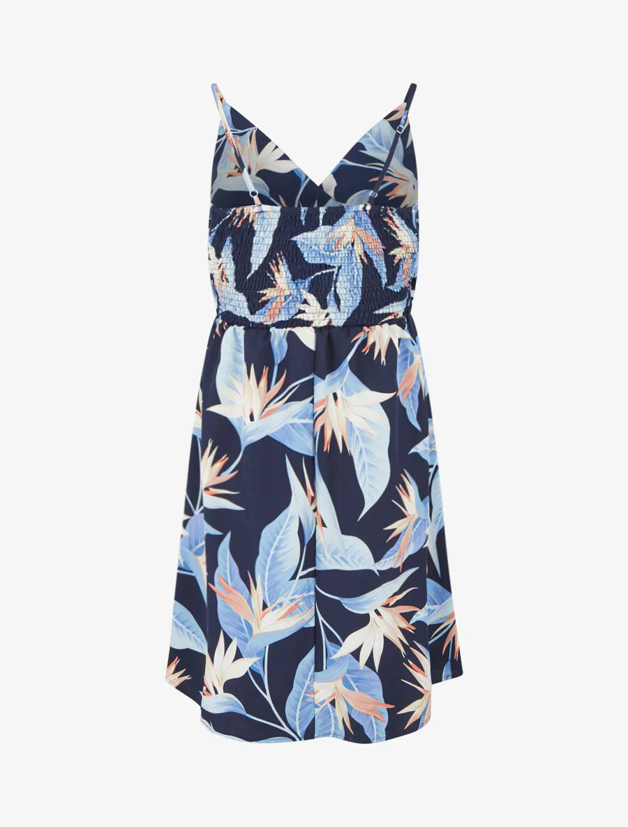 Halflange jurk met bladerenprint - Marineblauw - Image 2