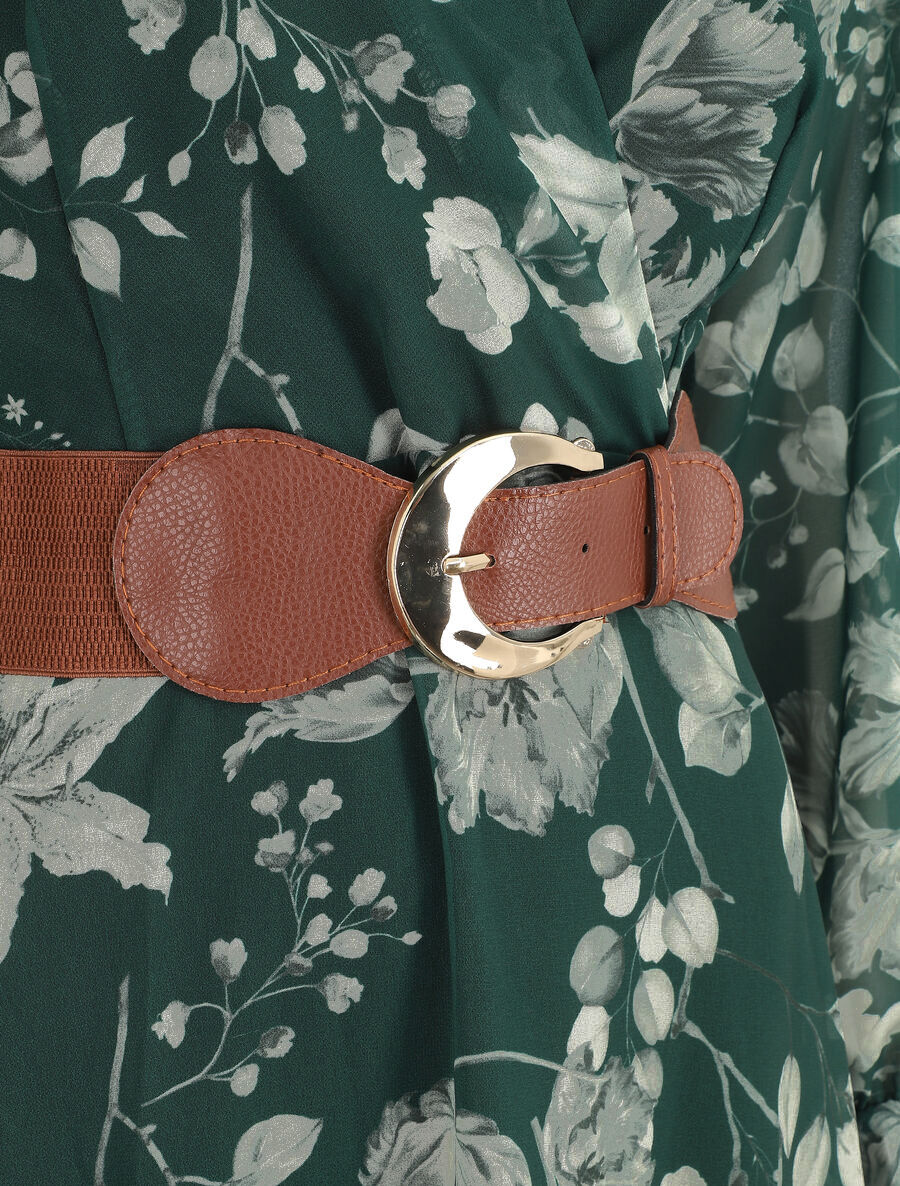 Halflange jurk met bloemenprint - Dennengroen - Image 3