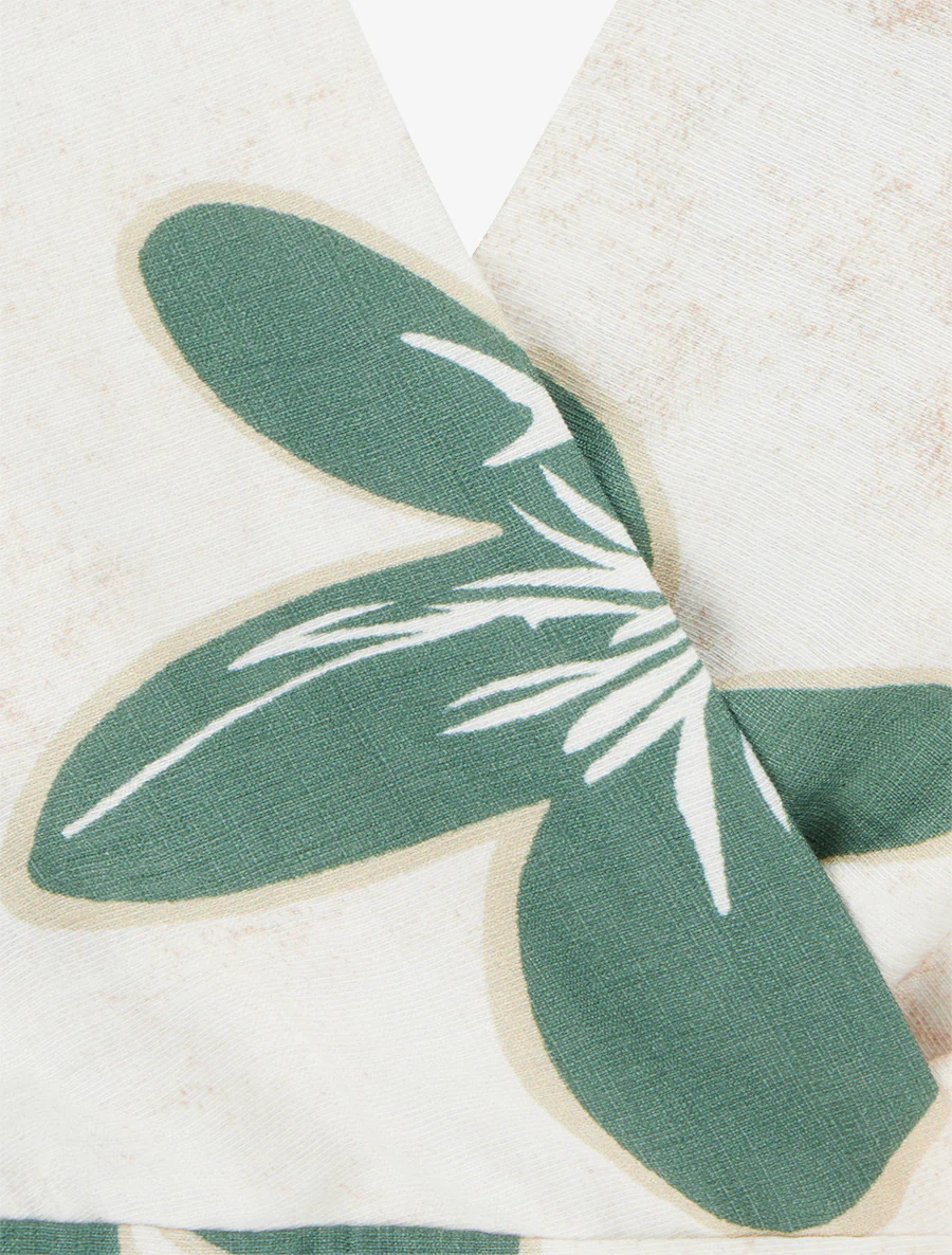 Halflange jurk met blote rug en grote bloemenprint - Groen - Image 3