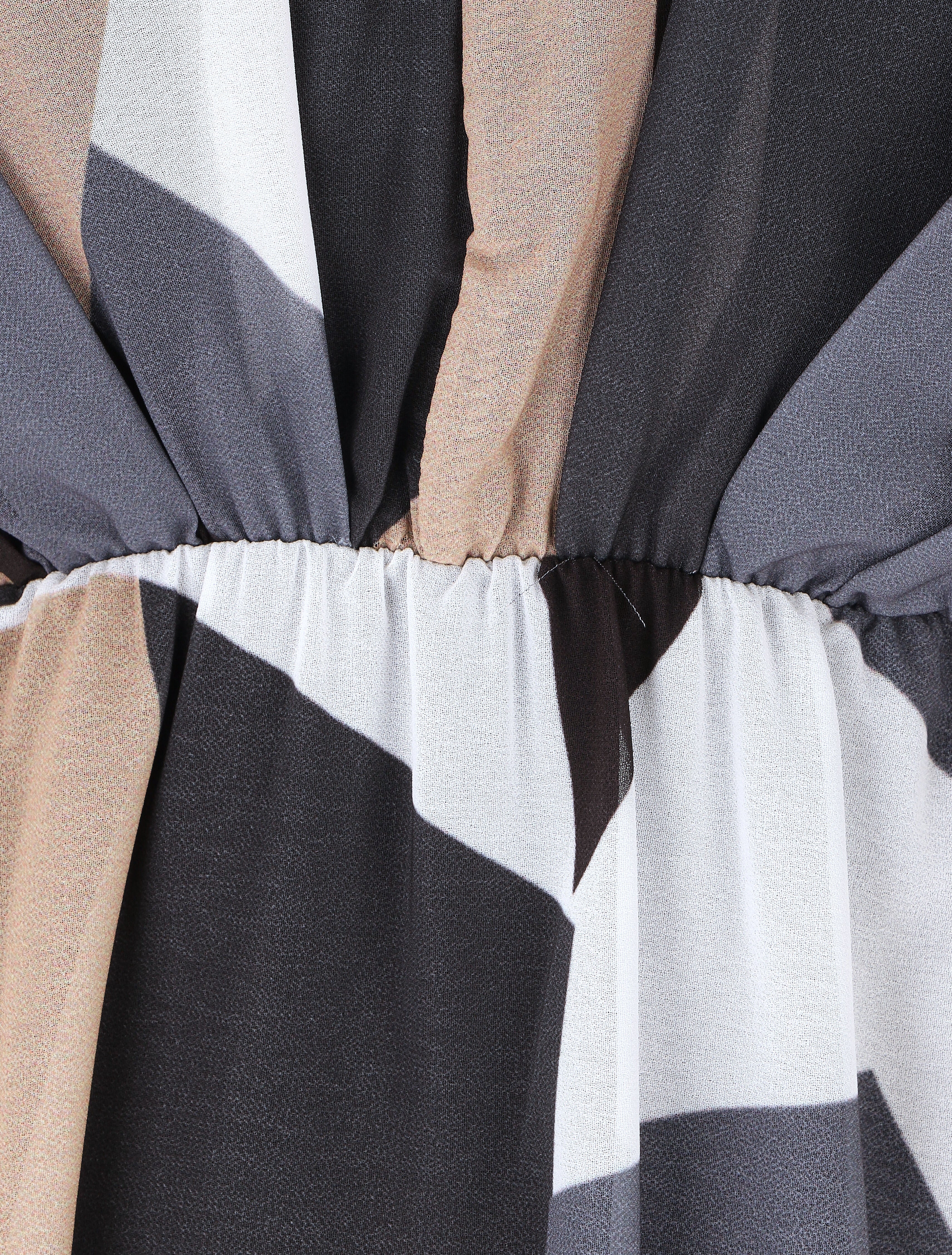 Halflange jurk met grafische print - Zwart - Image 3