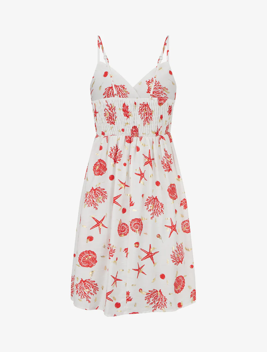 Halflange jurk met matrozenprint - Rood - Image 2