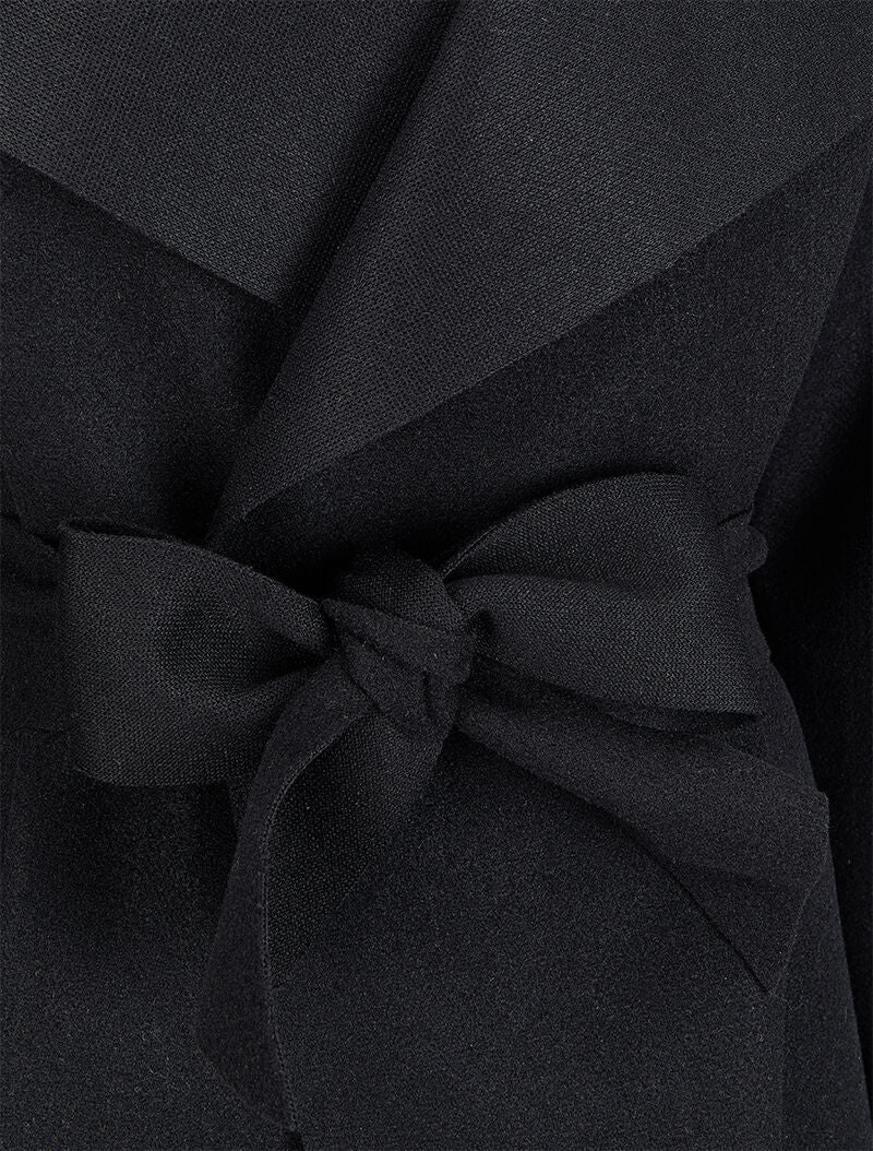 Halflange mantel met sjaalkraag - Zwart - Image 3
