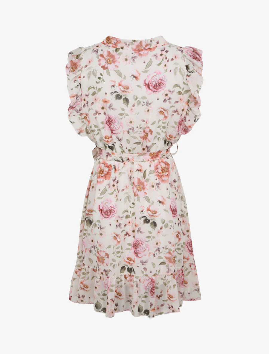 Halflange rok met roze print - beige - Image 2