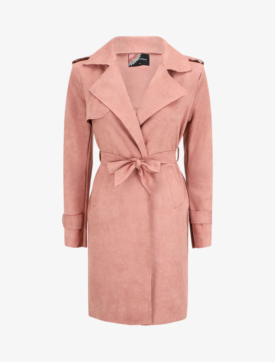 Halflange suède trenchcoat - Oudroze