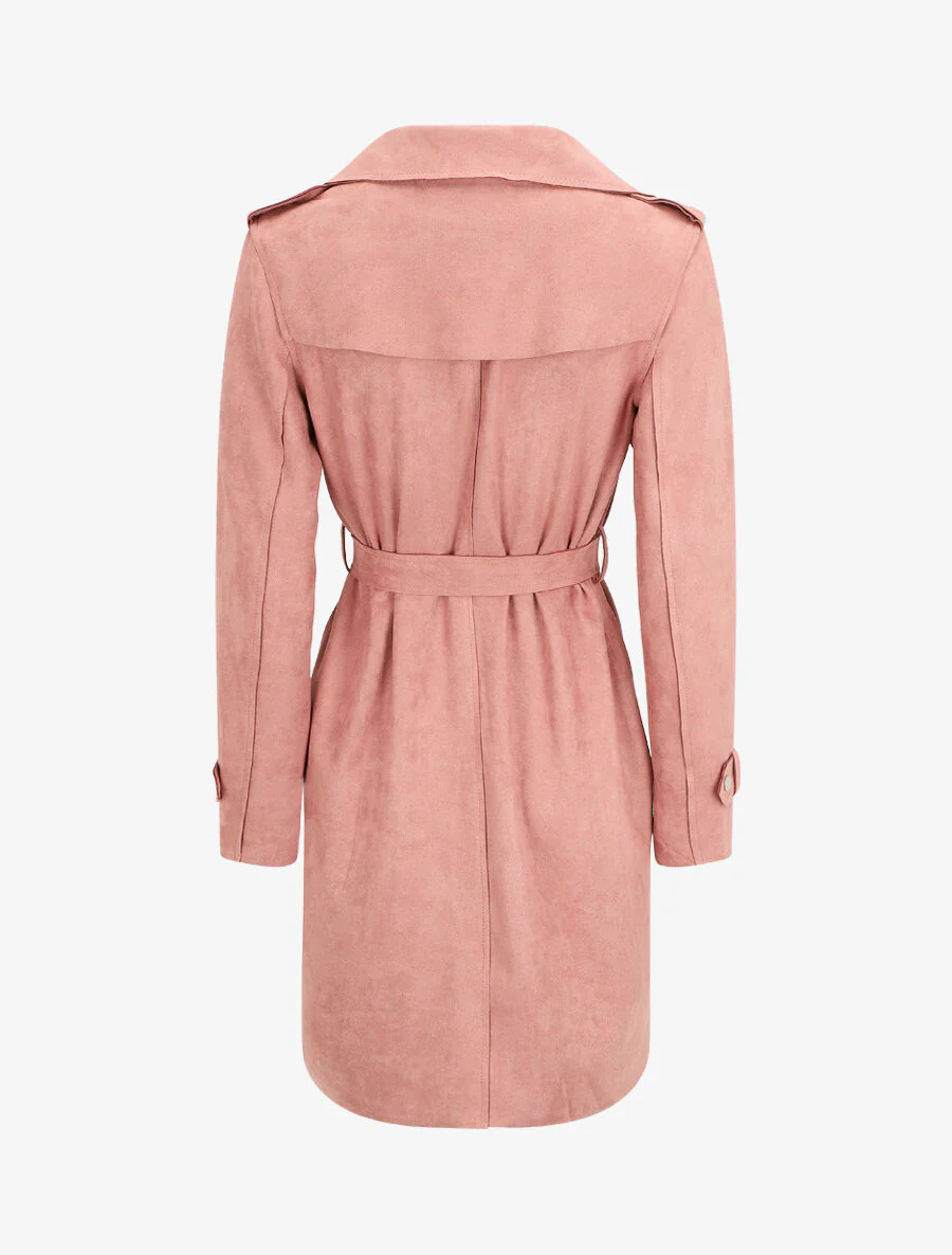 Halflange suède trenchcoat - Oudroze - Image 2
