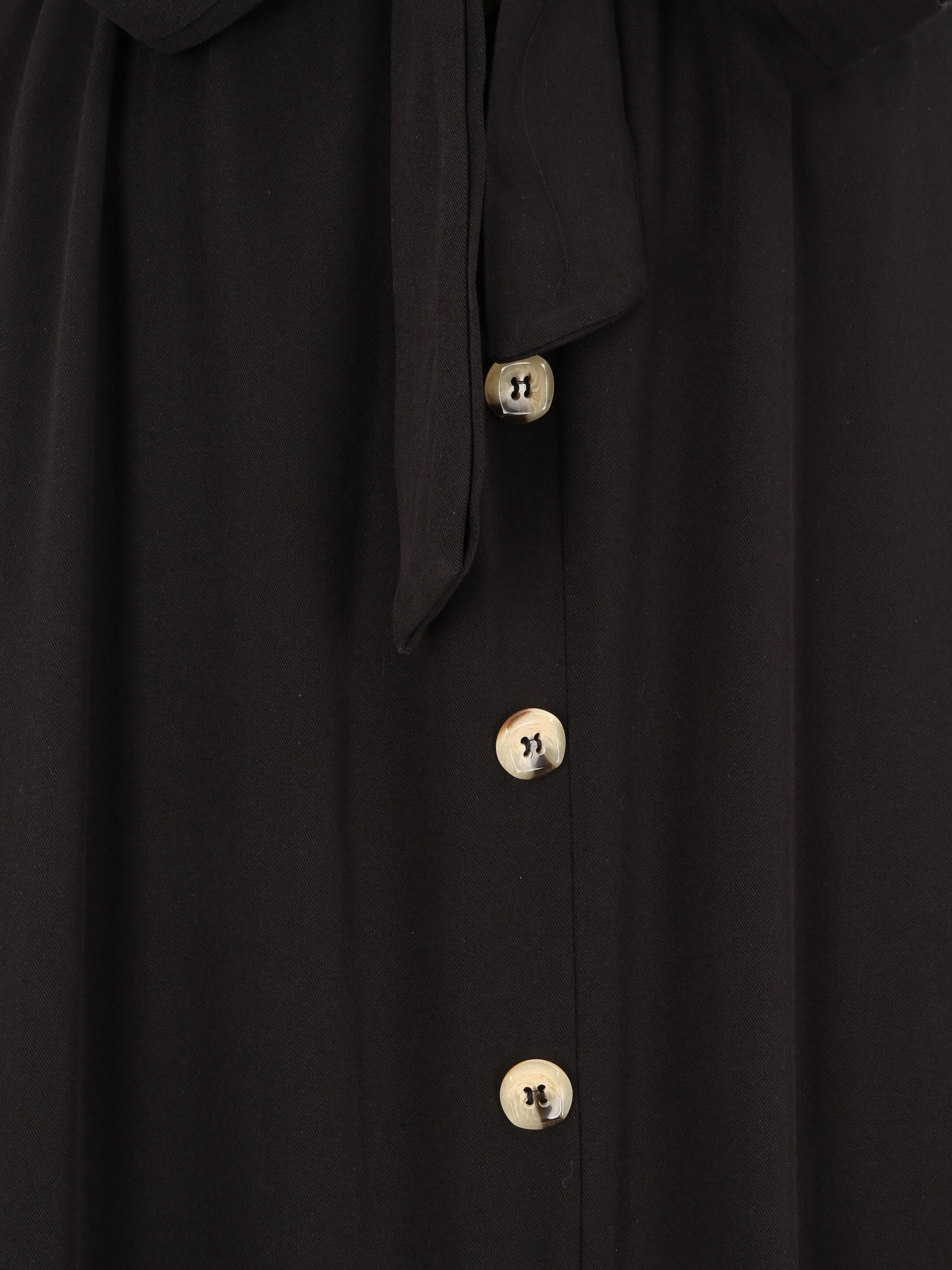 Halflange uitlopende effen rok met gerimpelde taille - Zwart - Image 3