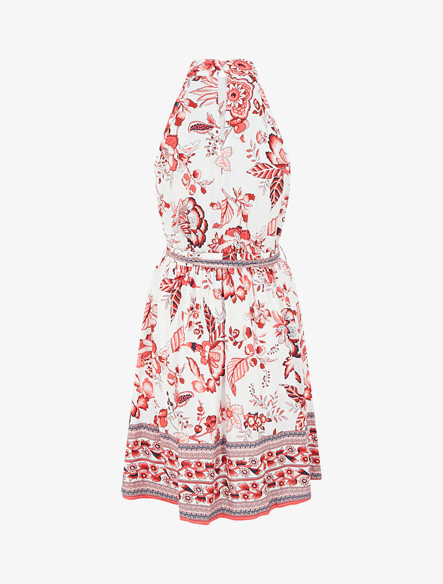 Halflange uitlopende jurk met bloemenprint - Rood - Image 2