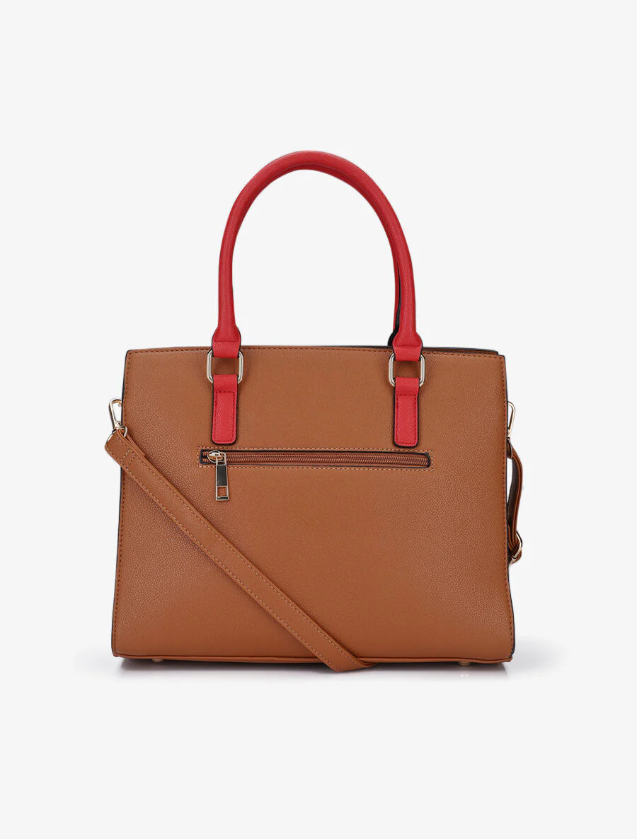 Handtas Agathe - Camel/rood - Image 3