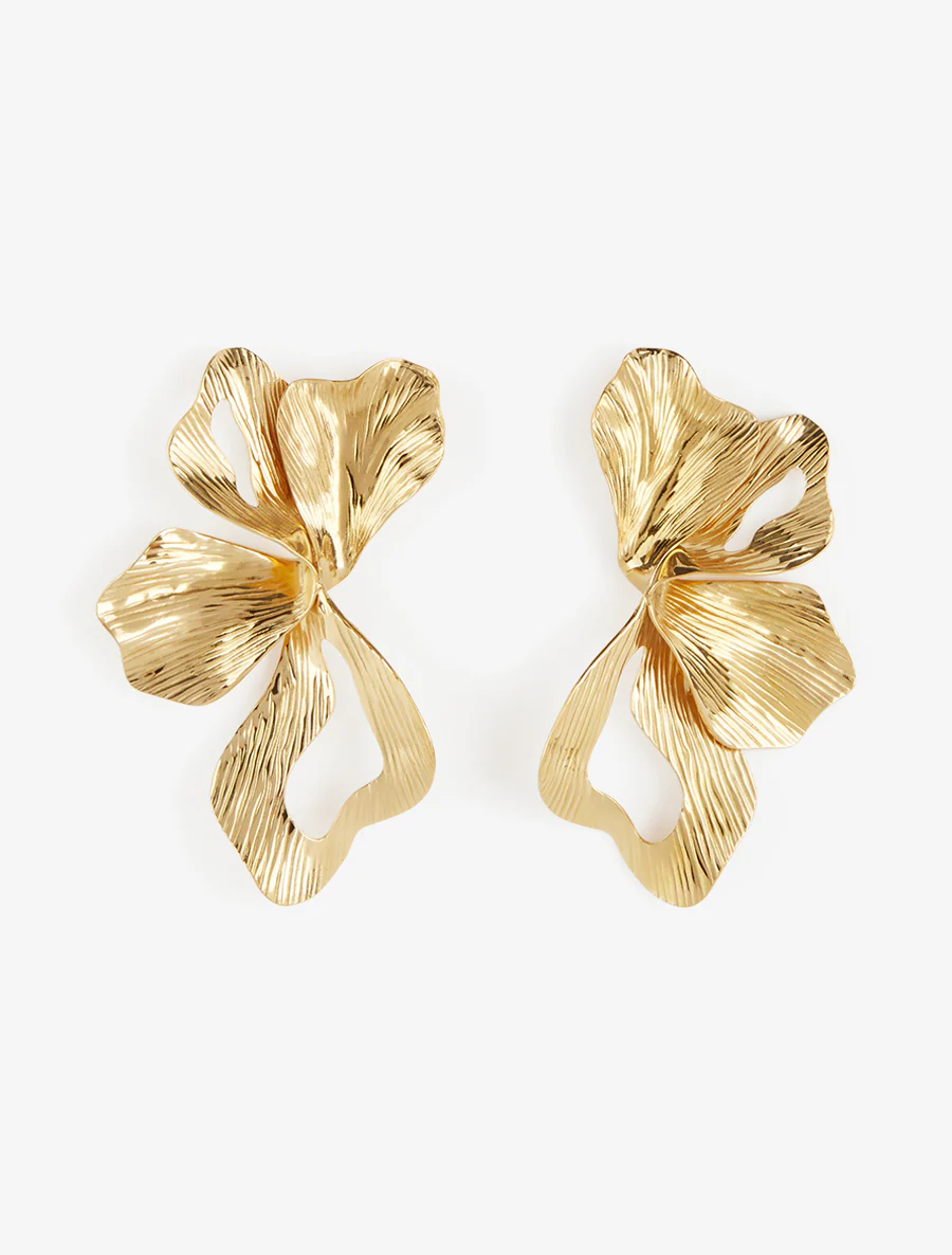 Hangende oorbellen met plantenmotief - Goud - Image 2