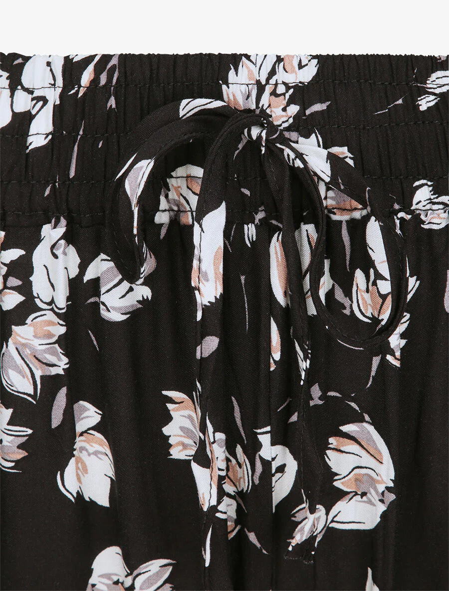 Harem broek met tulpenprint - Zwart - Image 3