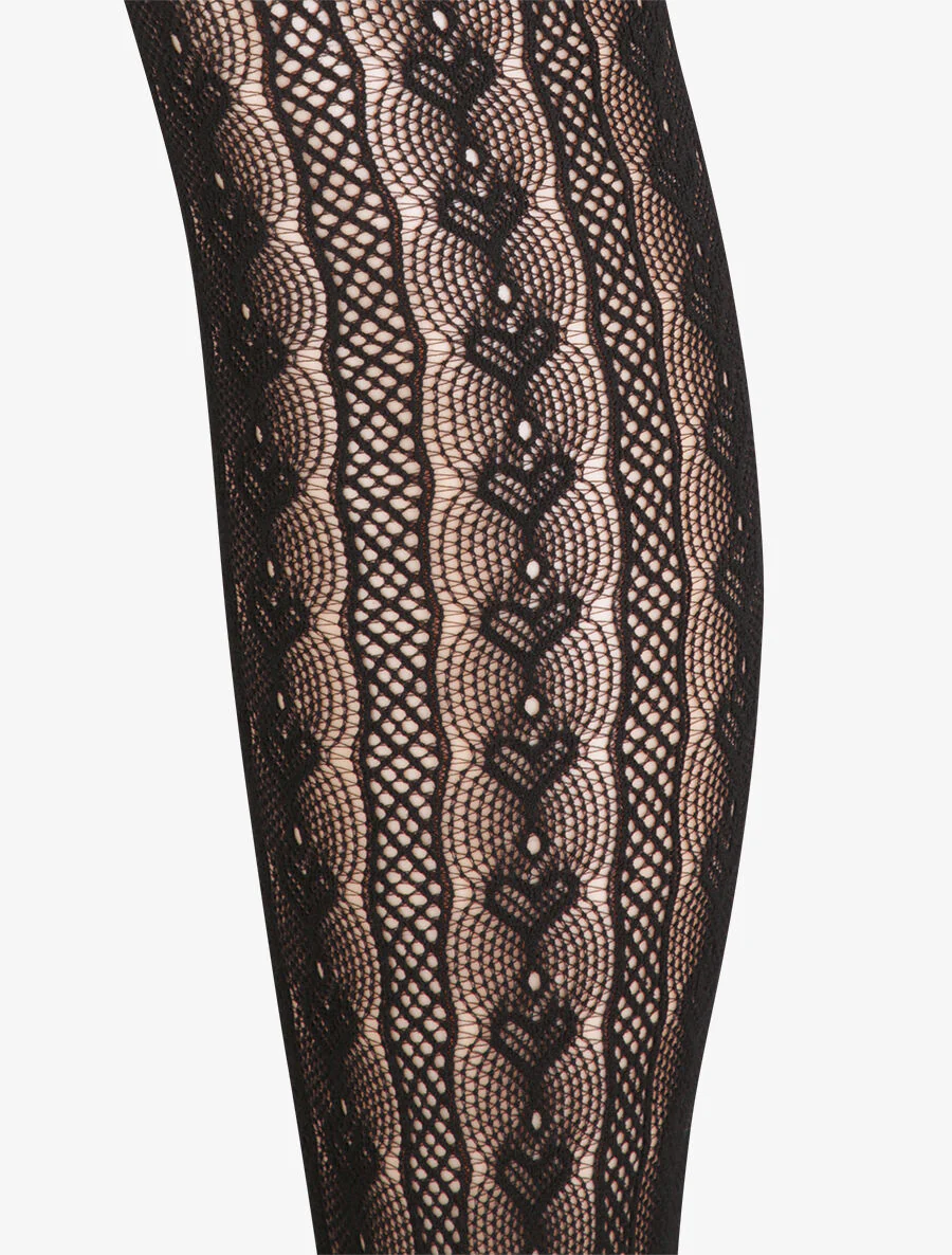 Netpanty's met gestileerde hartjespatroon - Zwart - Image 2
