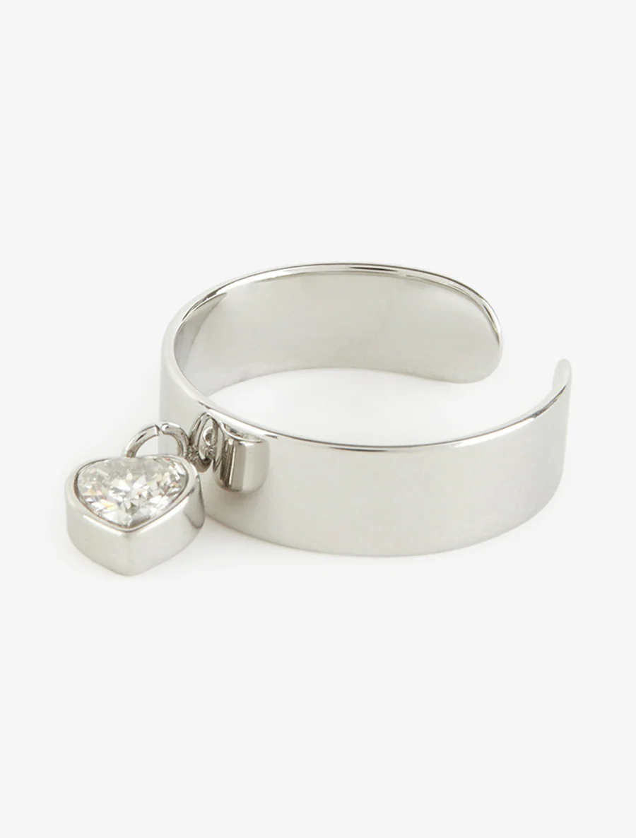 Hartvormige ring in zirkonia - Geld - Image 3