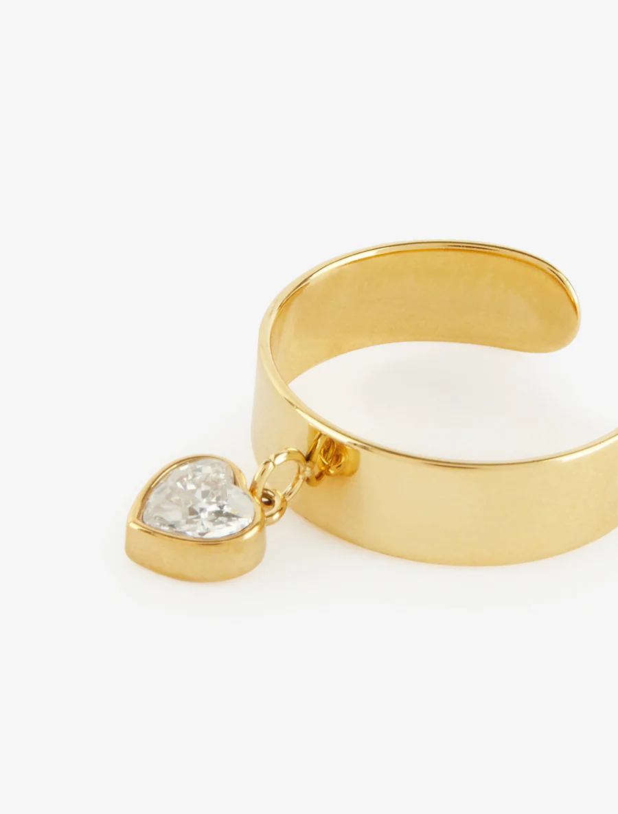 Hartvormige ring in zirkonia - Goud - Image 3