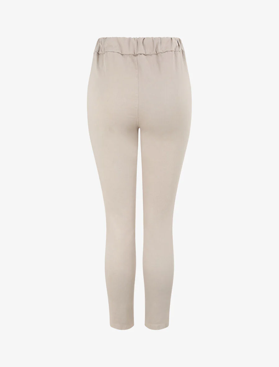 Hoge elastische strakke effen broek - Beige - Image 2