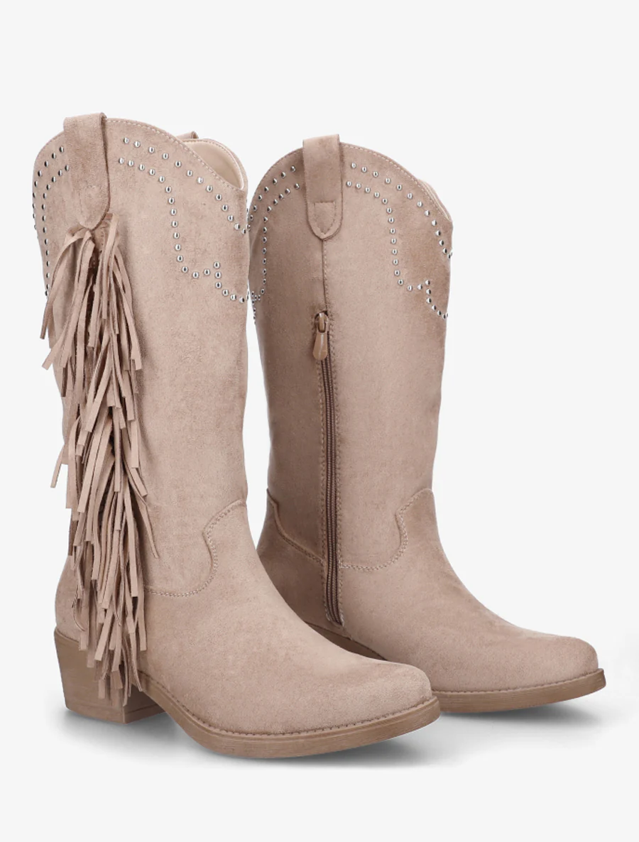 Hoge enkelboots met studs en franjes - Mol - Image 4