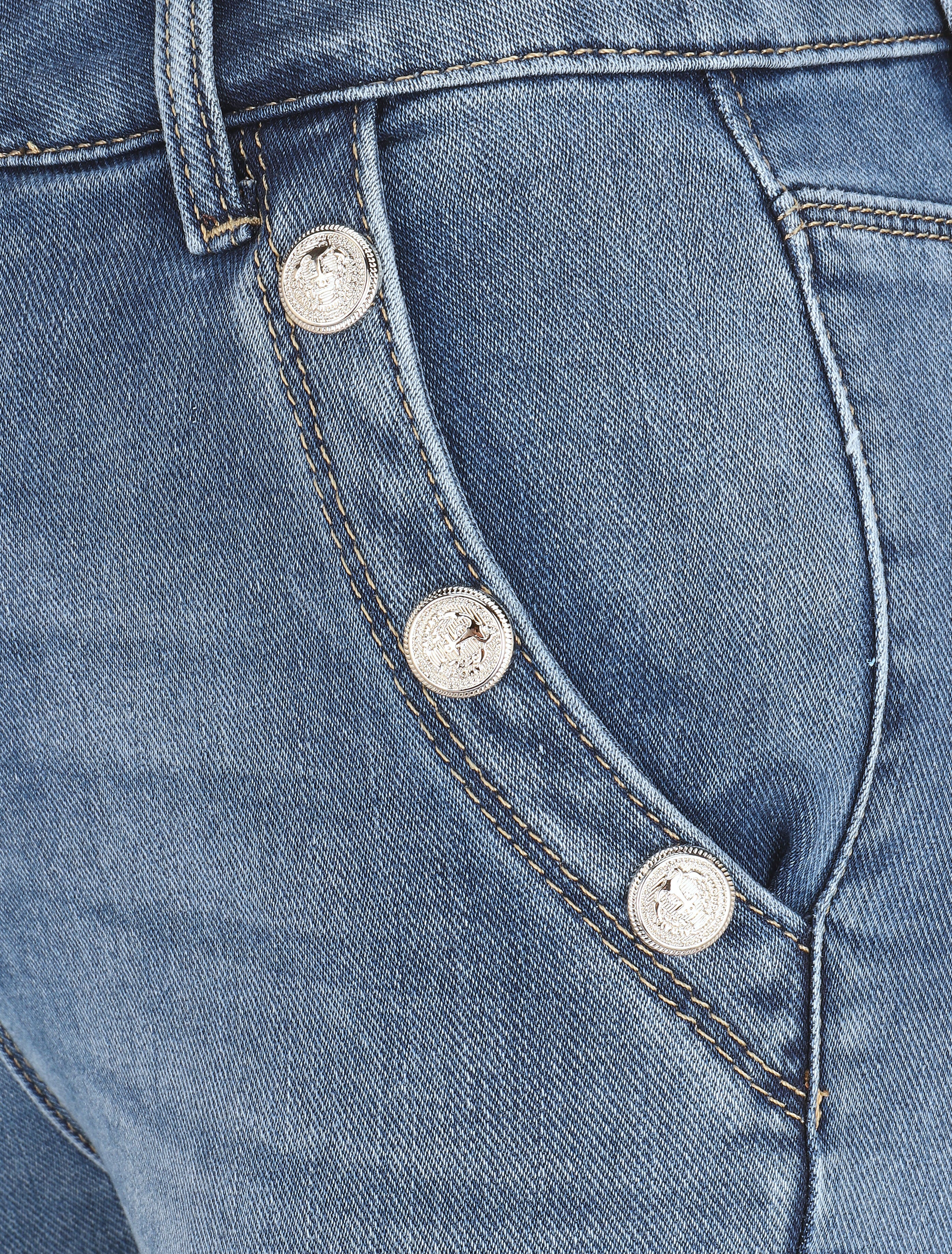 Hoge skinny jeans met knoopzakken - Lichtblauw - Image 3
