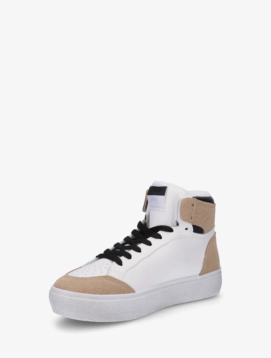 Hoge sneakers met flock en hartjesprint - Wit - Image 3
