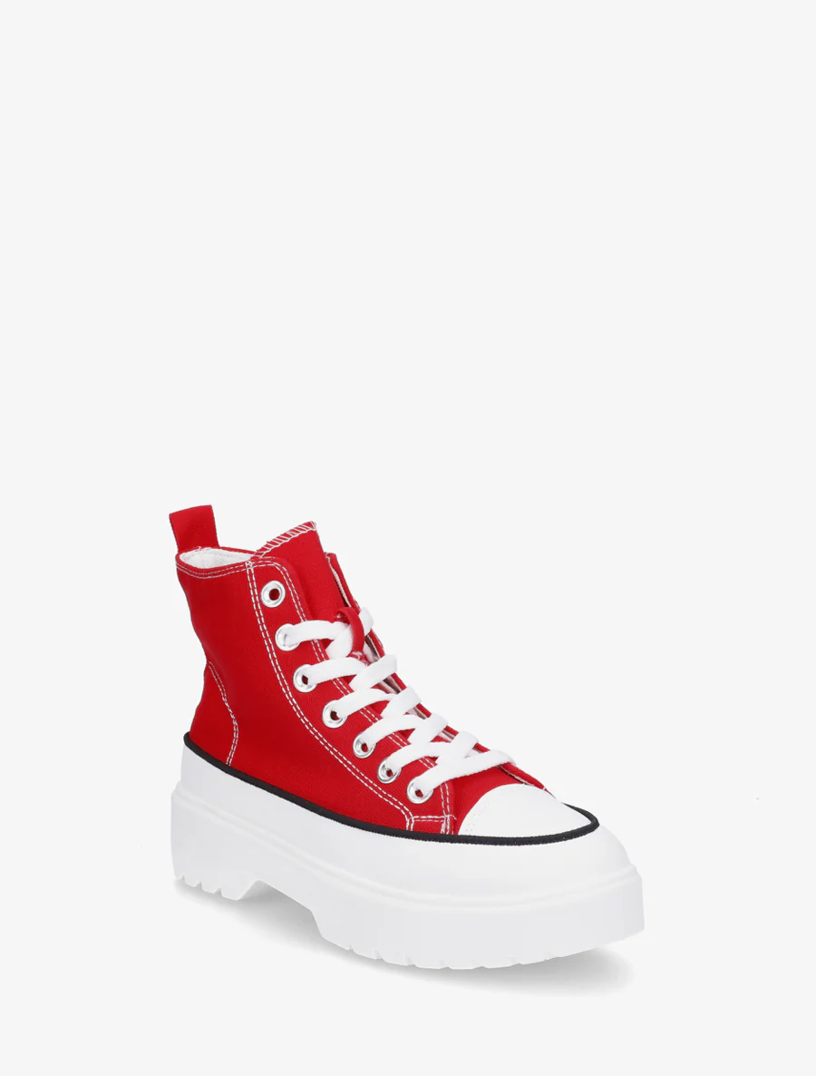 Hoge sneakers van stof met een geprofileerde zool - Rood - Image 2