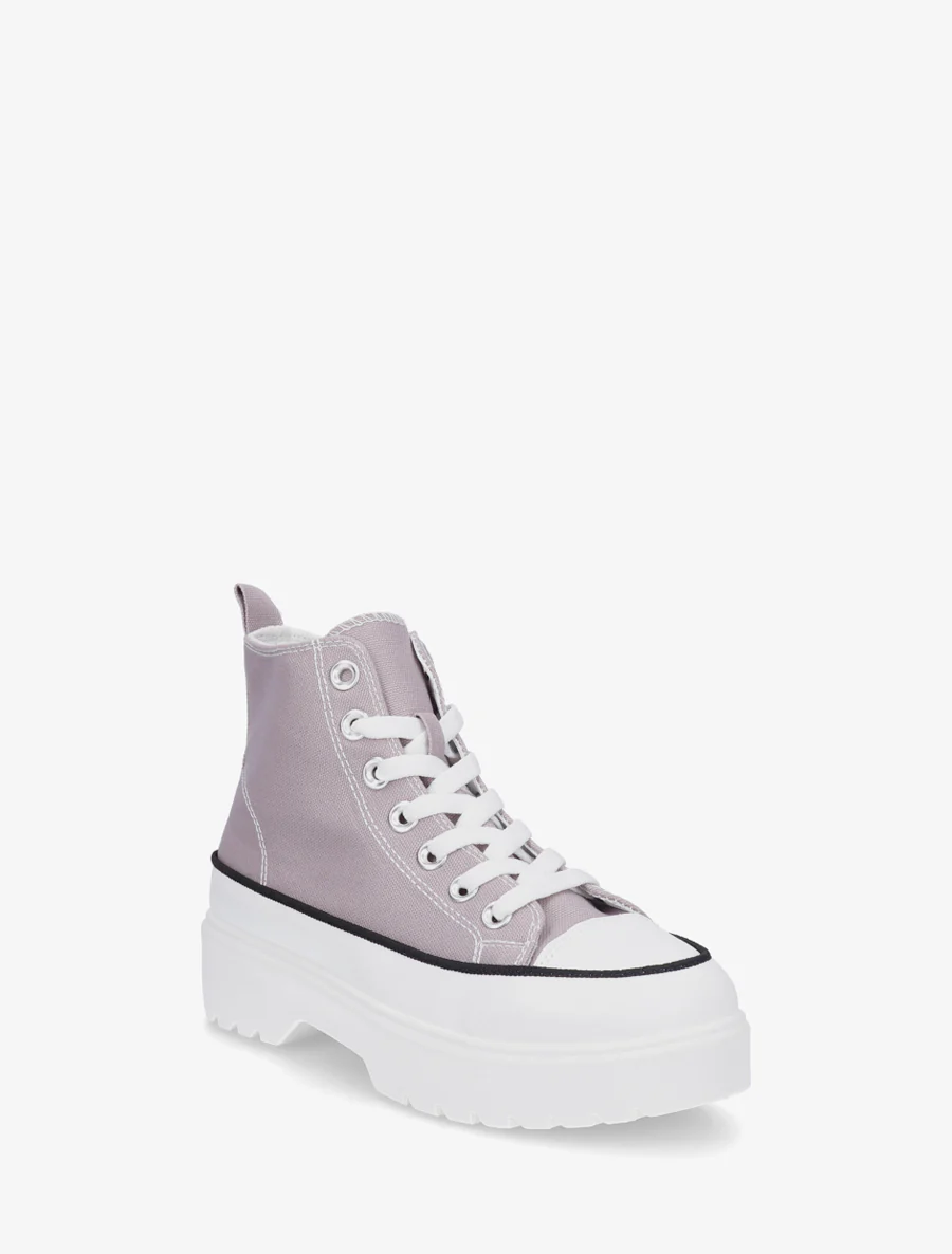 Hoge sneakers van stof met een geprofileerde zool - Grijs - Image 2