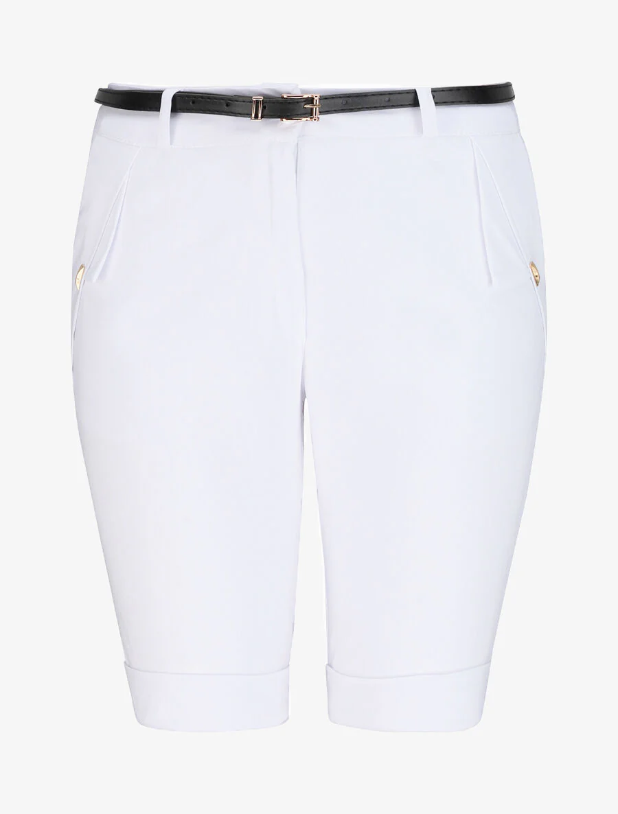 Hoge taille Bermuda eenkleurig - Wit